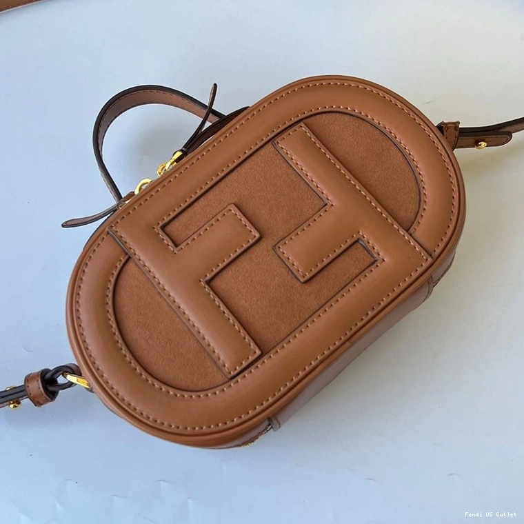 Cheap HOT Mini Brown O'Lock Calf Fendi In Camera Leather Case 0717
